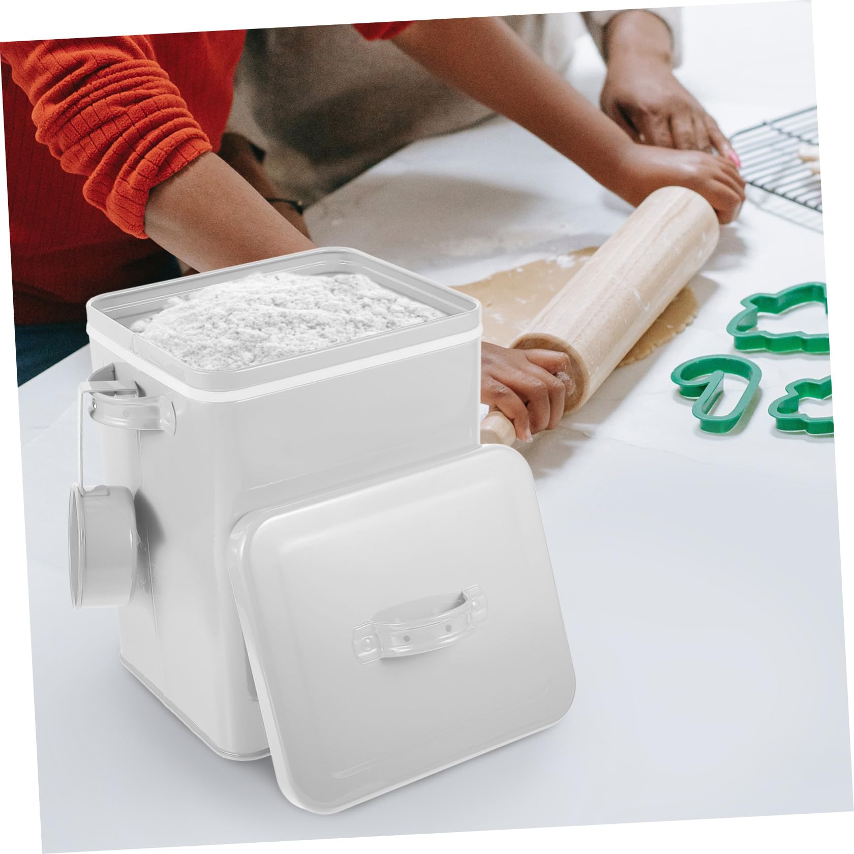 HEMOTON Contenitore per Alimenti in Ferro Bianco Grande Capacità, Compatto per Mantenere Cibo Asciutto e Igienico, per Organizzare la Cucina e Conservare Cibo per Animali Domestici