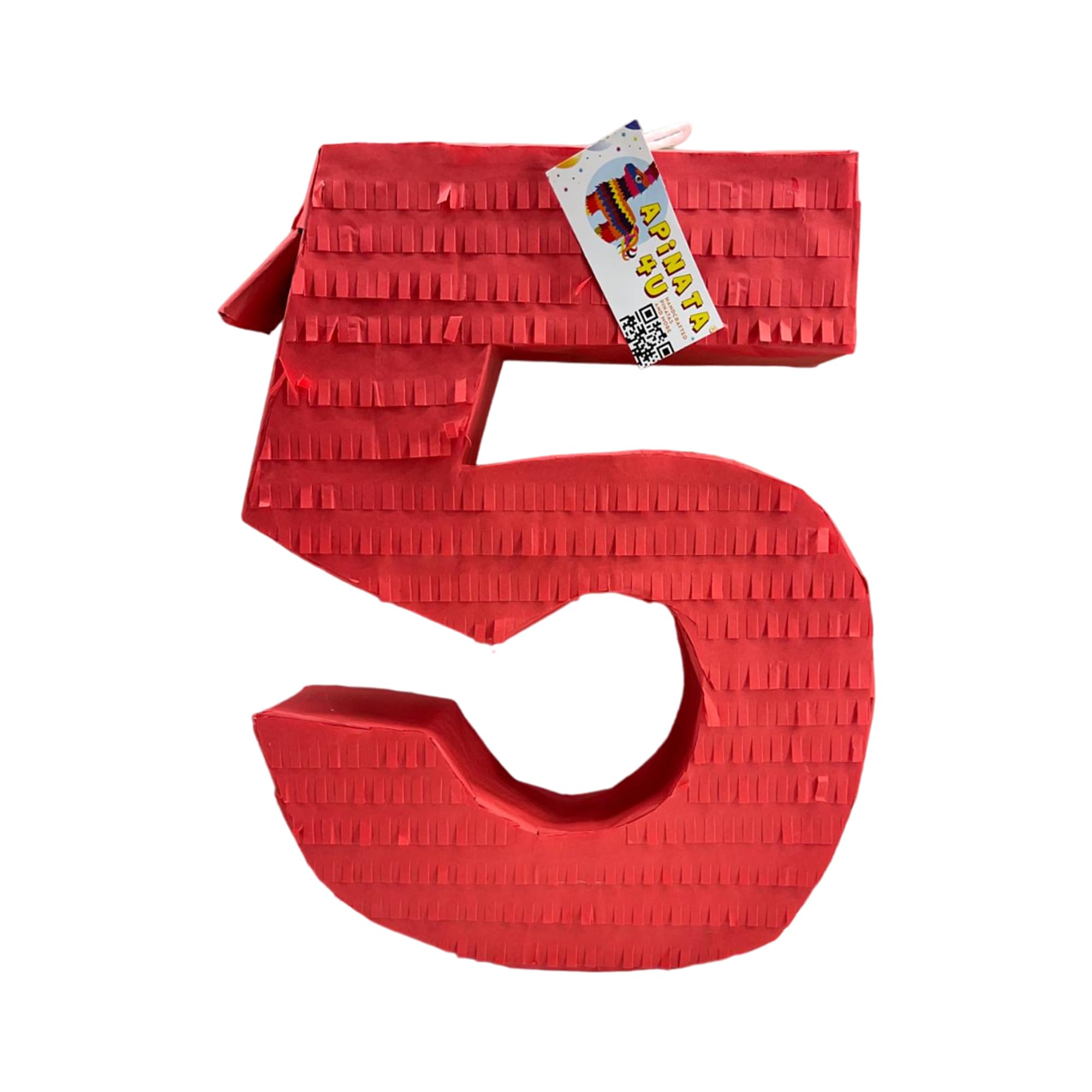 APINATA4U Number Five Solid Red Pinata, Fifth Birthday Party Supplies, Boys and Girls Fifth Birthday, Handmade Pinata for Five Year Old, Birthday