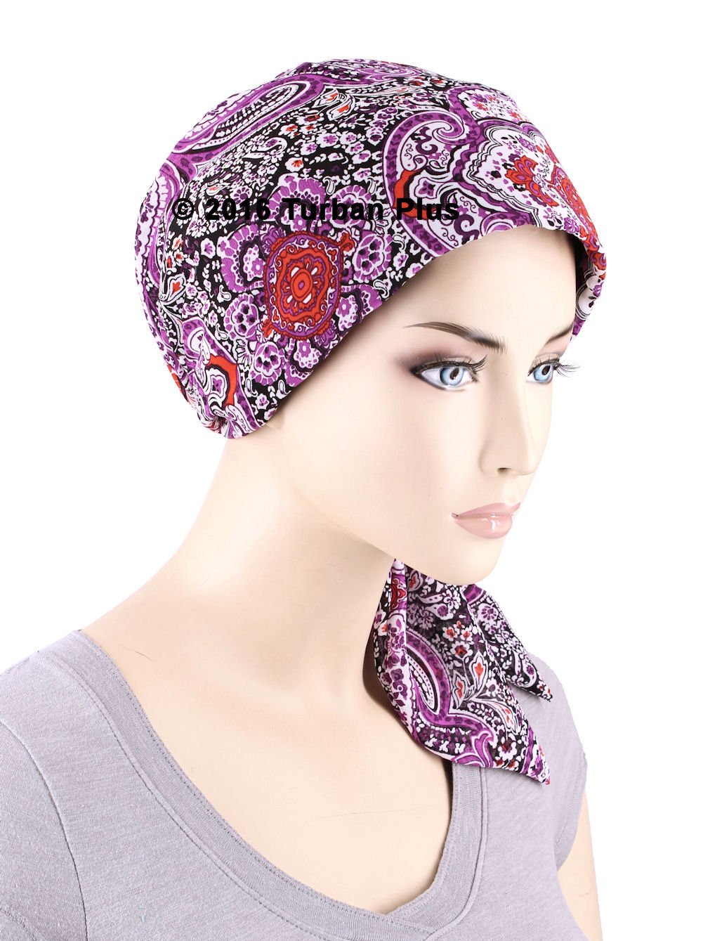 Chemo Fashion Scarf ® Easy Tie Turban Hat Headwear for Cancer Black Plum Water Floral