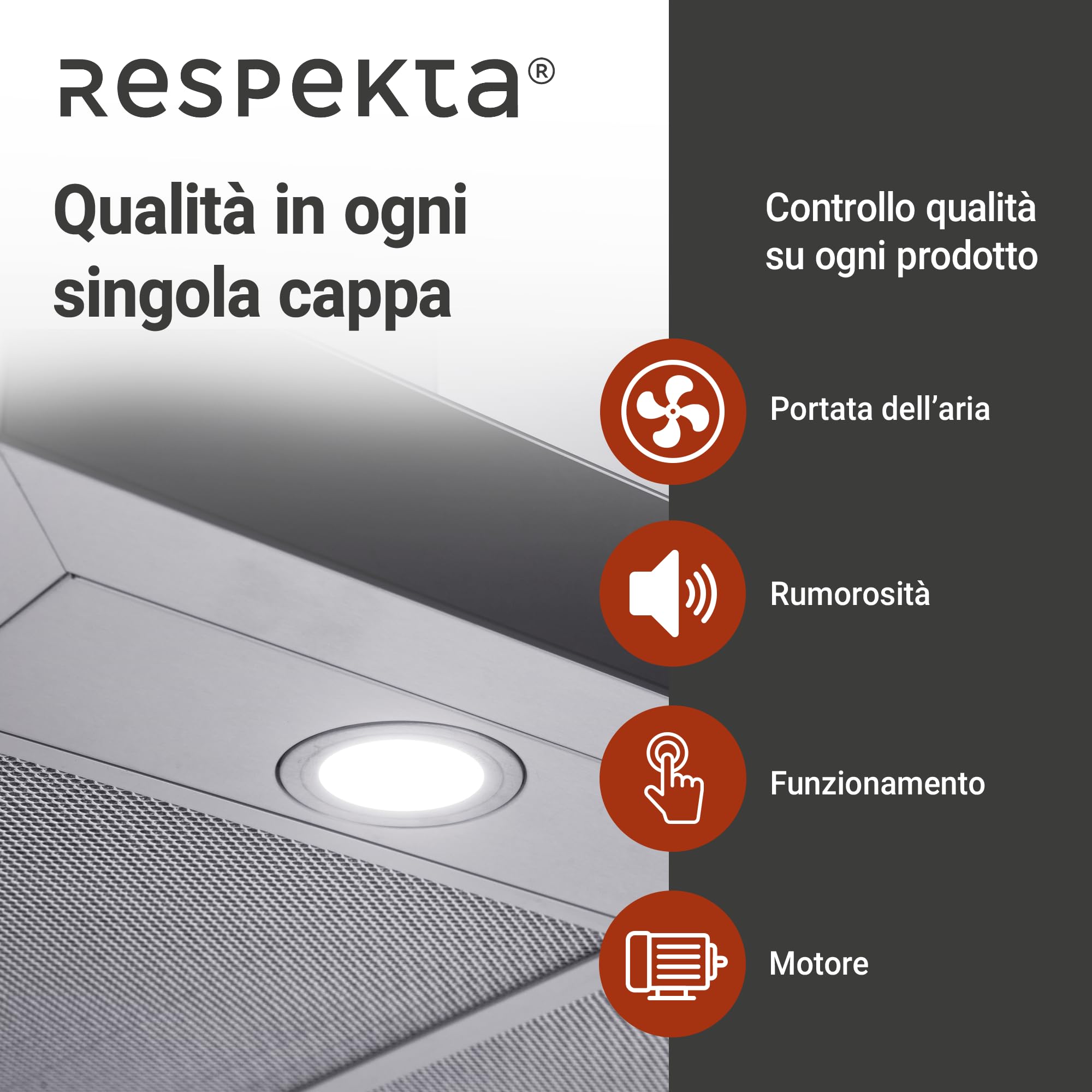 Respekta Cappa Aspirante, Cappa a Isola 90 cm, Struttura in acciaio inox con paralume in vetro Nero, Funzione di scarico e ricircolo d'aria, CH44099GISAM, A, 58–73 dB
