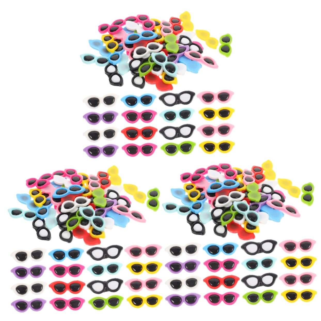 STOBOK 150 Pcs Mini Resin Glasses Cell Phone Accessories Wedding Hair Clip Phone Shell Accessories Tiny Eyeglasses for Jewelry Making Charms Sunglasses Flatback Resin Crafts Material Baby