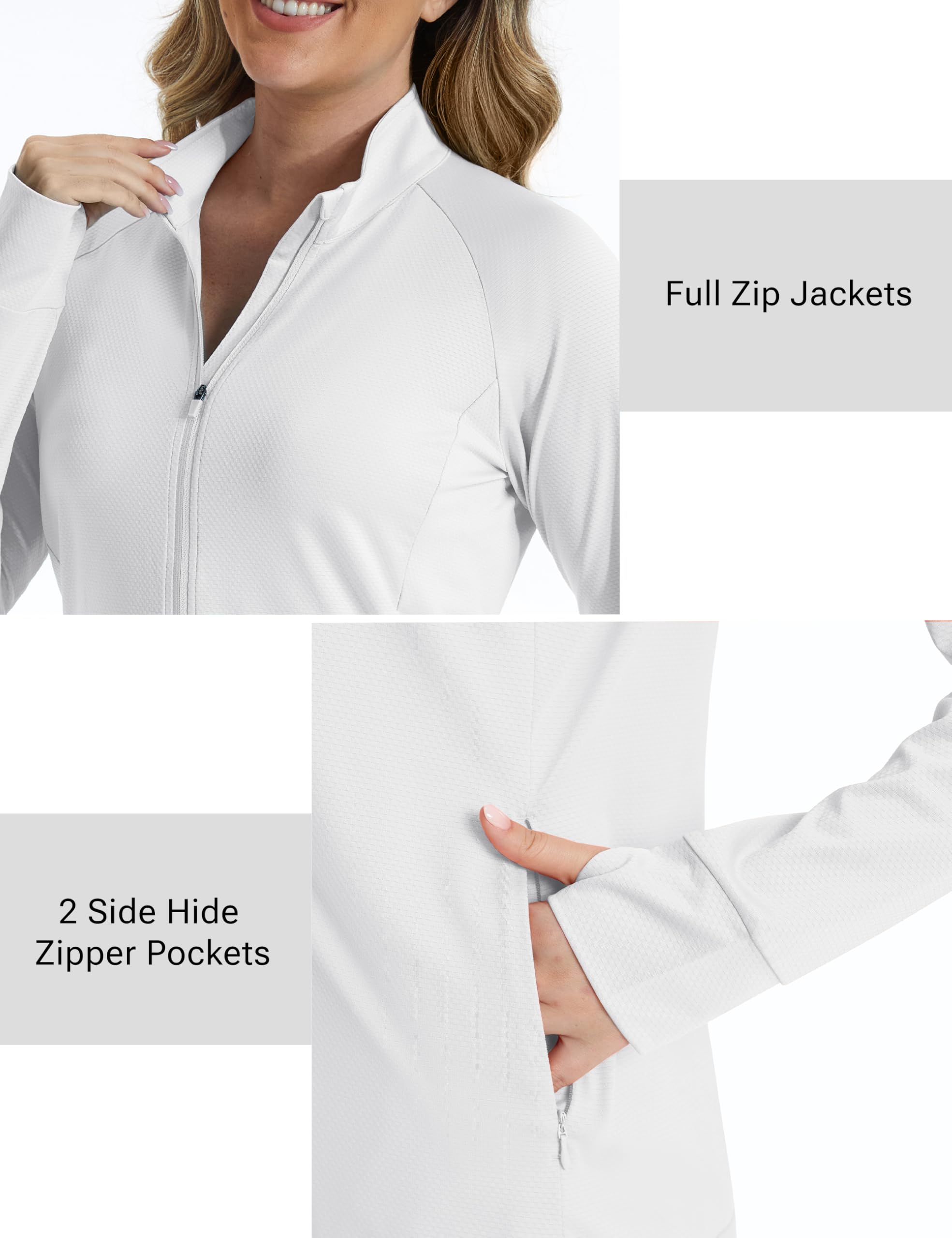 MAGCOMSEN Women's UPF 50+ Athletic Jacket featuring thumb holes for enhanced coverage.
