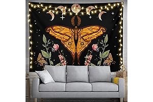 Moth Tapestry Moon Phase Tapestry 60" X 40" Butterfly Wall Hanging