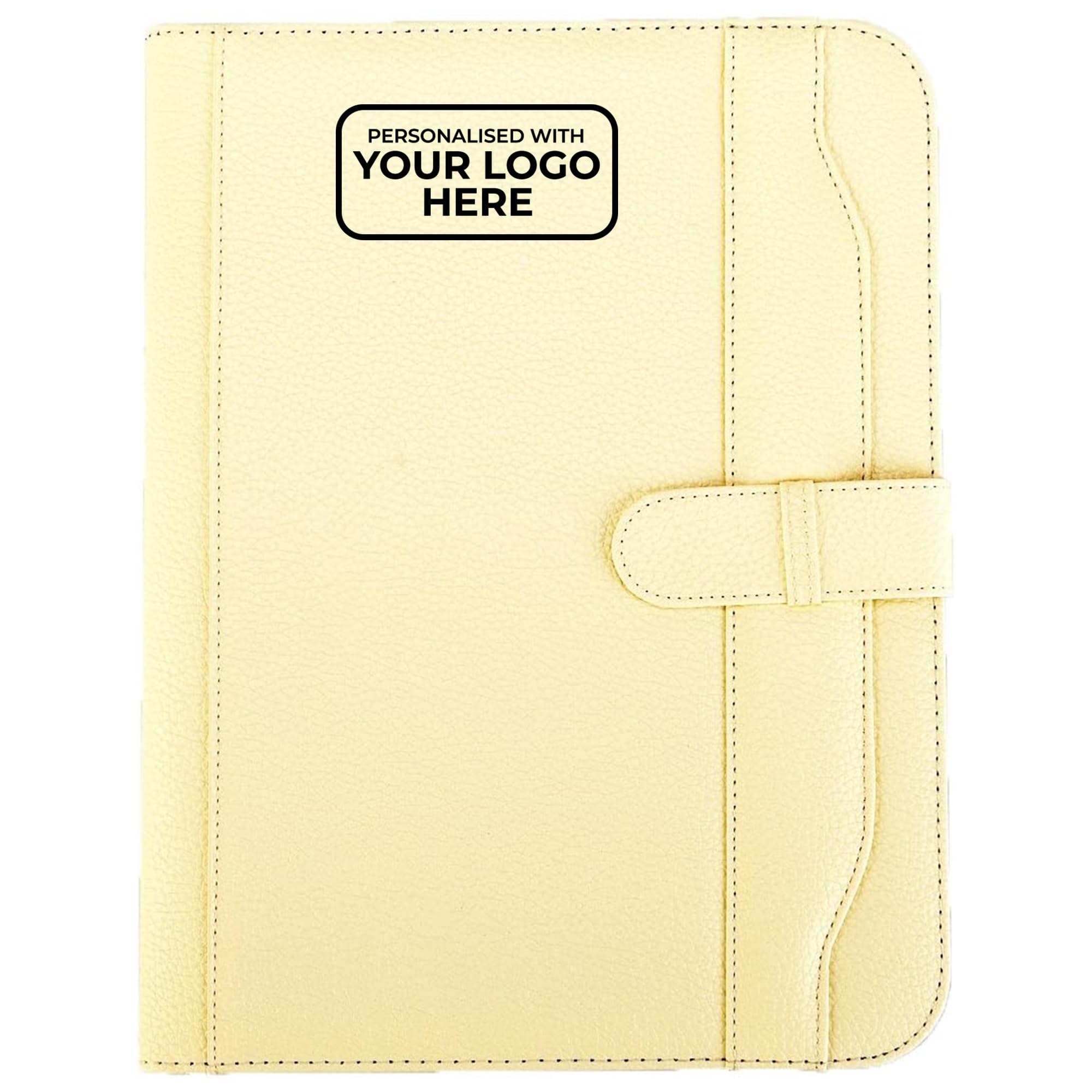 Arpan Personalised Custom Logo A4 Zipped Conference Folder Executive Portfolio Professional Business Document Case Bag Organiser (Customize with Logo) (Classic Cream)