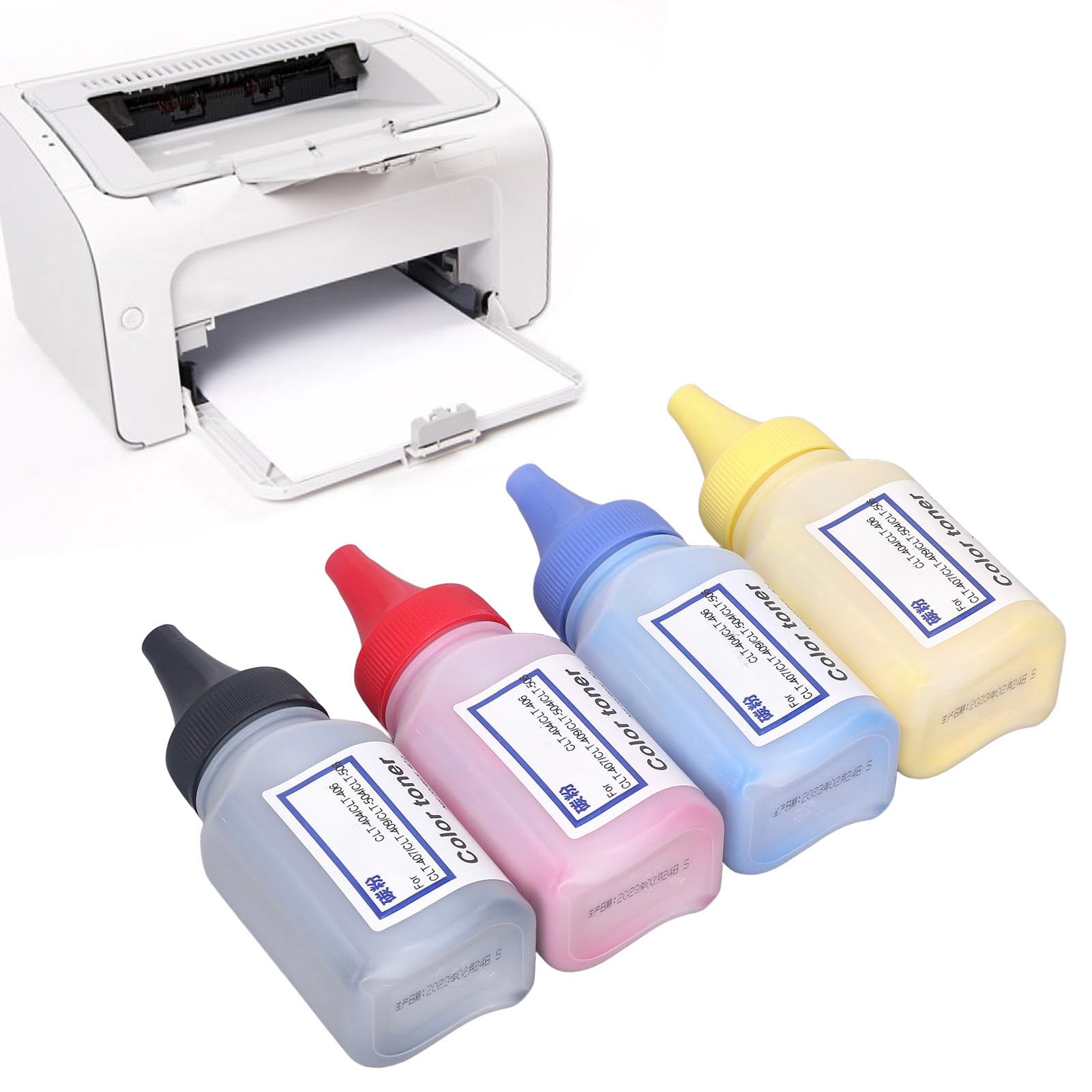 FTVOGUE Set di Polvere di Ricarica Toner Universale Kit di Ricarica Toner in Materiale PVC con 4 Flaconi e 4 Chip per 404S Colori Multipli per la Sostituzione della Stampa di