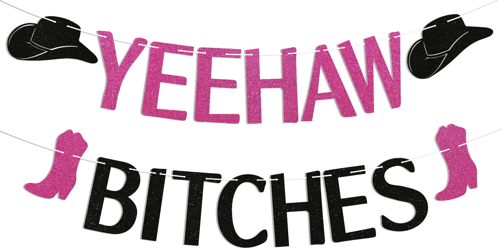 Yeehaw B*tches Banner, Black Hot Pink Glitter Bachelorette Party Decorations, Yeehaw Banner, Western Cowgirl Bachelorette Banner, Nashville Bachelorette Party Decoration Supply