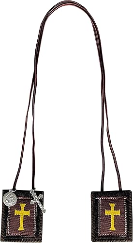 Miniatura 3 de Escapularios católicos, paquete de 3 escapularios marrones a granel, Escapularios católicos, regalo católico de escapulario para Primera Comunión y