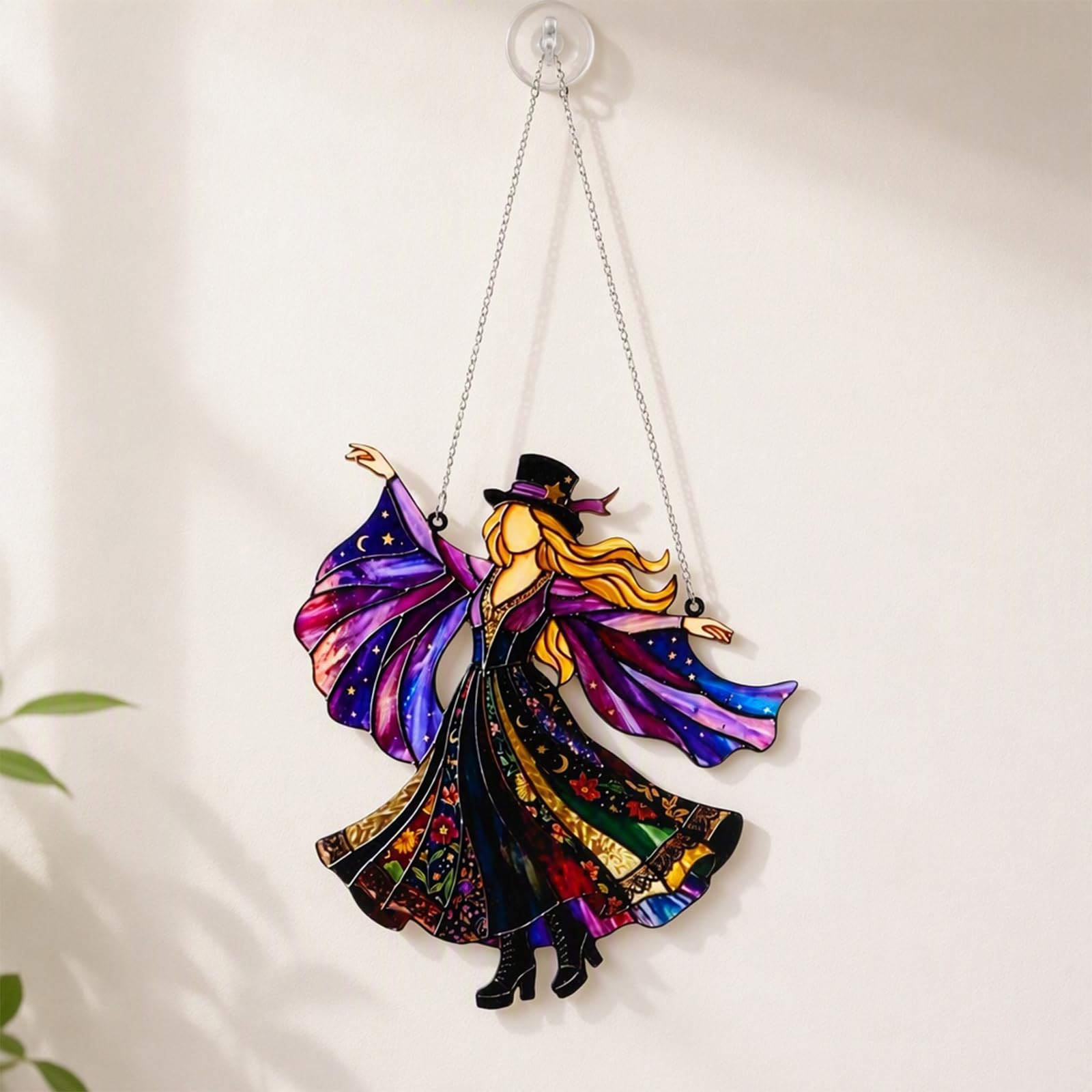 Handmade Stained Glass Spinner Wind Hanging Suncatcher for Porch