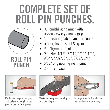 Real Avid Accu-Punch Hammer & Roll Pin Punch Set Armorers Tool Kit with Small Hammer, 4 Interchangeable Heads, Roll Pin Punch Tools, Pin Starter & Kickstand Case for Organization