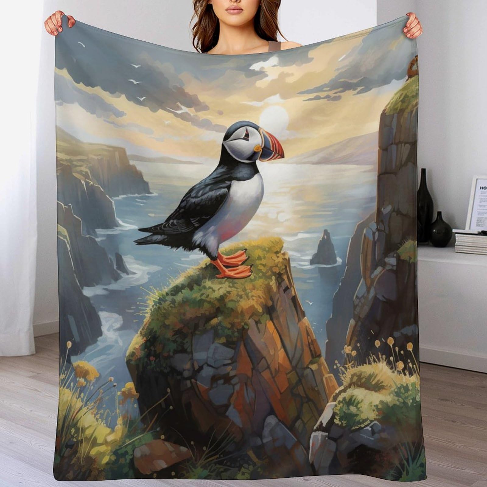 Couverture en peluche chaude oiseau lavable en machine grand format 180x200