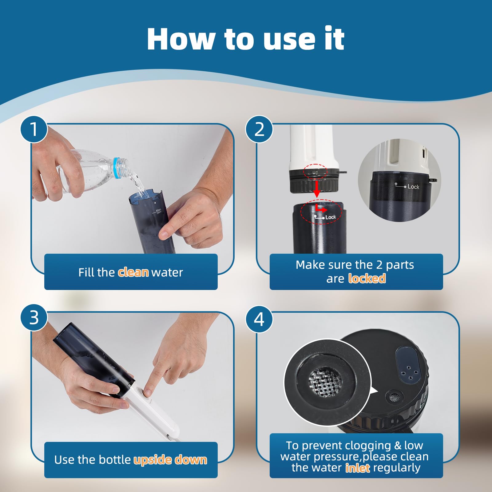 Confezione da 2 bidet da viaggio portatile, mini spruzzatore elettrico per bidet personale, con cavo USB, bidet portatile, pratico per la pulizia dell'igiene personale, lenitiva dopo il parto