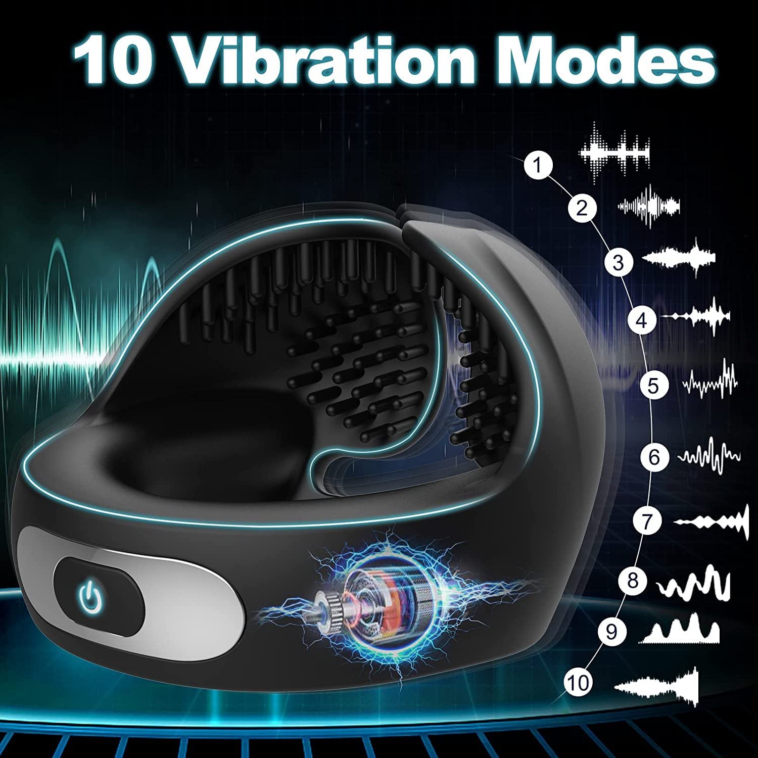Anello Fallico Vibrante, Anello Fallico in Silicone Elastico Con 10 Modalità Di Vibrazione Per/Stimolazione Dei Testicoli, Anelli Per Testicoli Impermeabili Vibratore Per Coppia Giocattolo Sessuale