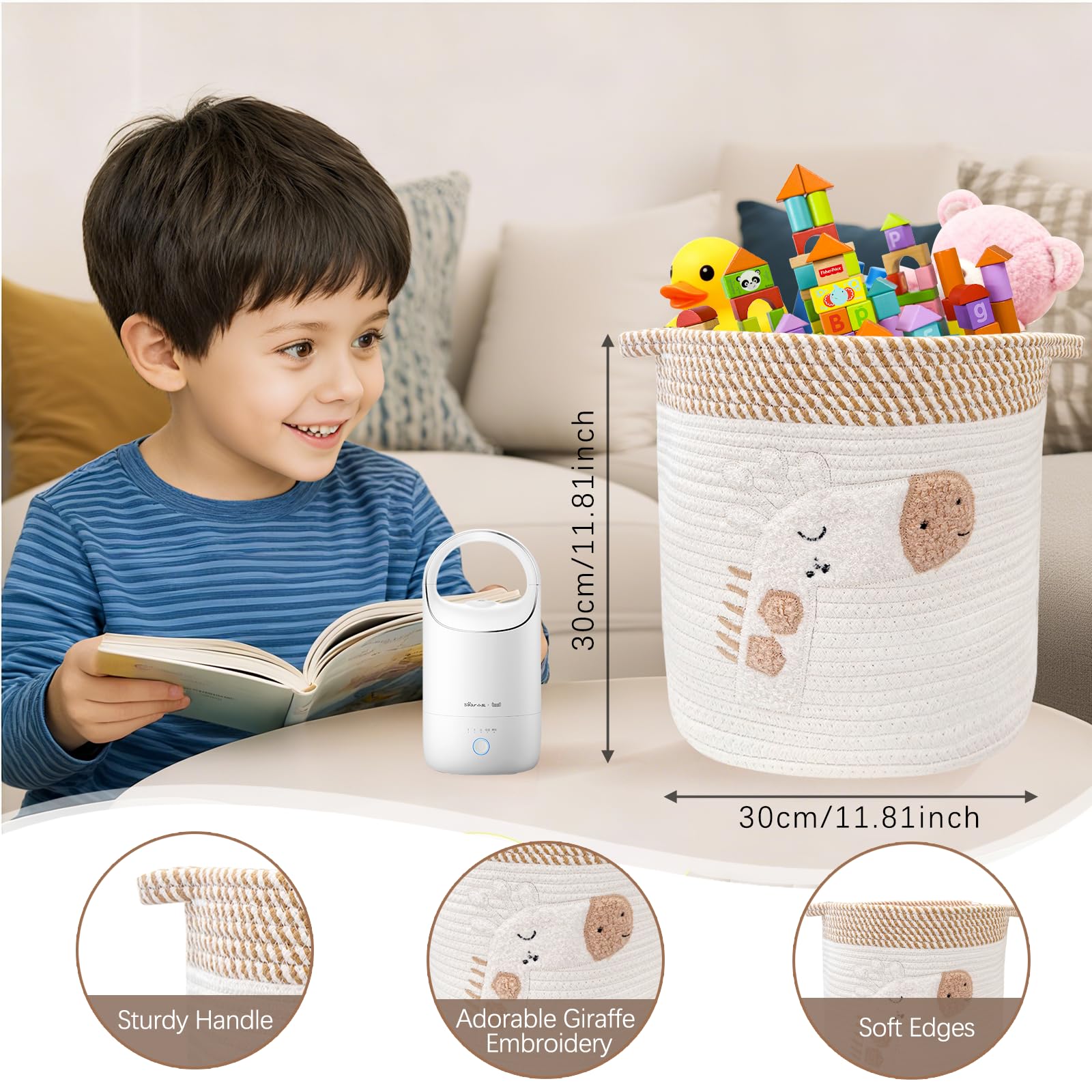 Ceste Portaoggetti per Bambini Cesta Portabiancheria in Corda Cesta Contenitore Giochi Cestas Porta Coperte da Salotto Cesto di Stoccaggio Cestini Portaoggetti Intrecciato per Giocattoli