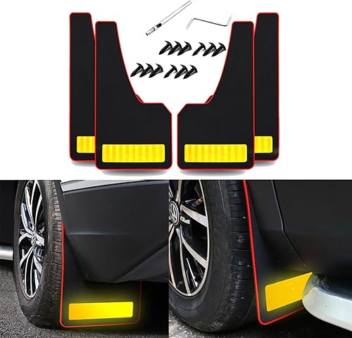 4 protectores reflectantes de goma suave para automóvil, modificados para vehículos universales (amarillo)