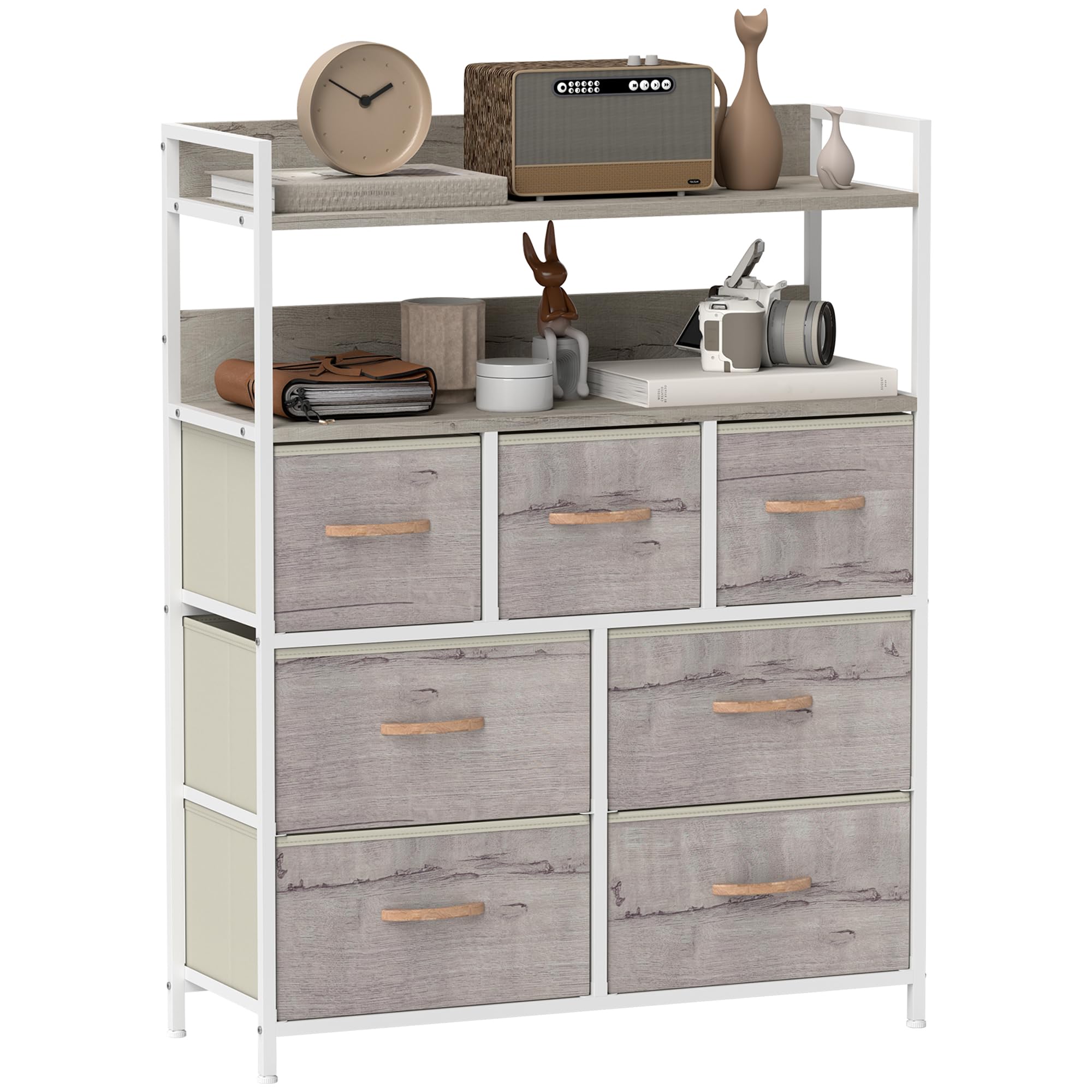 HOMCOM 7 Drawer Chest of Drawers Steel Natural