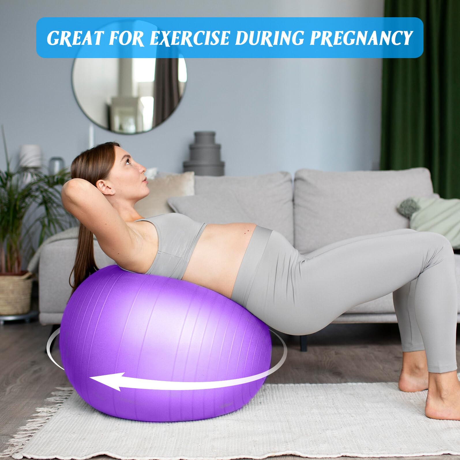 Supvox Verdickter Gymnastikball Und Yogaball Aus PVC 75cm Mit Luftpumpe Stabilitätsball Für Yoga Pilates Und Fitnesstraining