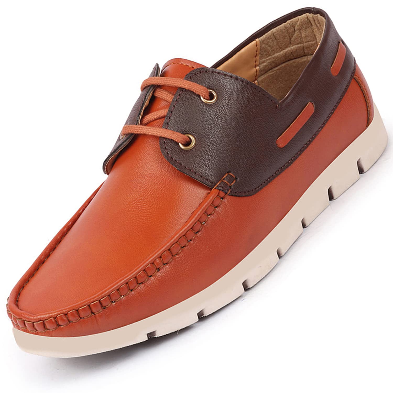 Men's Side Lace Stitched Lace Up Boat Shoes-image-22
