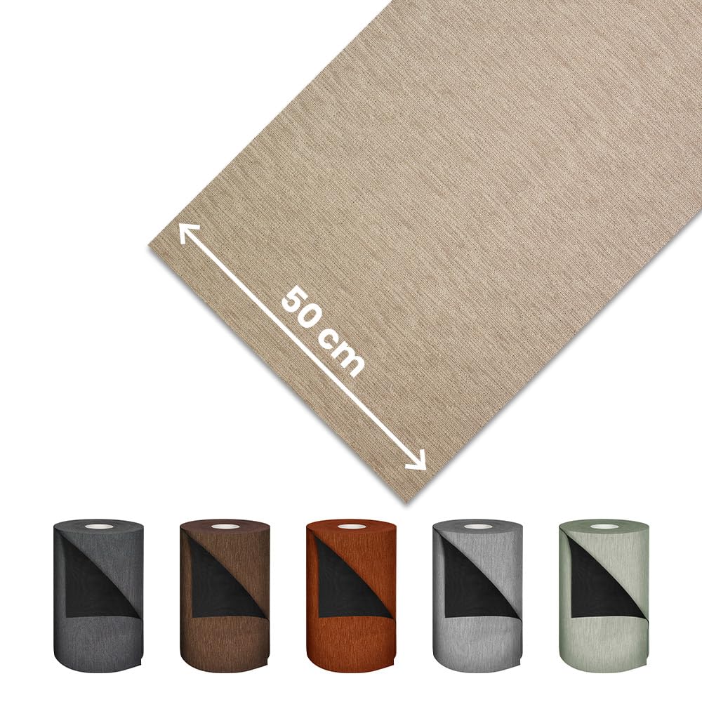 OLIVO.shop Tappeto Cucina Antiscivolo Lavabile, Passatoia Cucina e Corridoio, Tinta Unita Effetto Rattan, al Metro, Passatoia Cucina ROTOLO REFLEX (BEIGE, 50x180 cm)