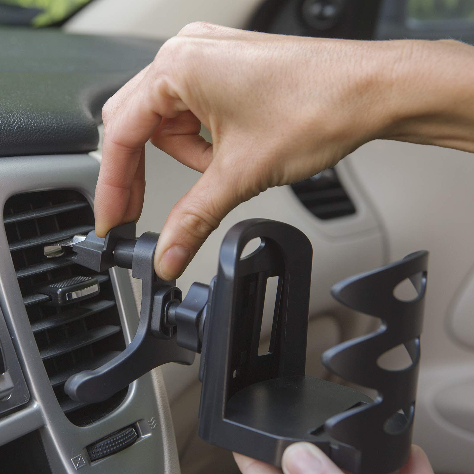 Auto bekerhouder Mount, 2-in-1 verstelbare Smart Phone Mount Bracket Stand Cradle Car Air Vent Cuphouder voor warme dranken compatibel met de meeste voertuigen (zilver & zwart