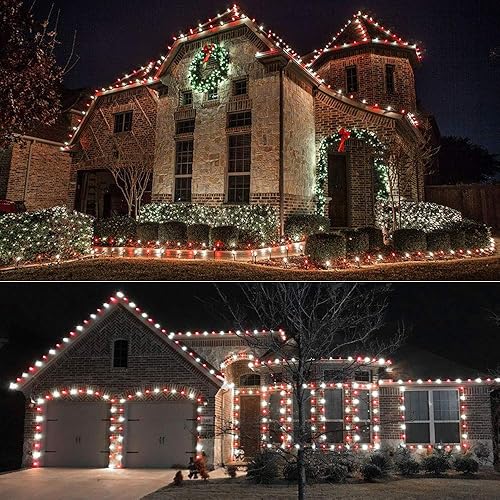 Miniatura 4 de Brizled Luces LED de Navidad, paquete de 2 luces LED de 33 pies, 100 luces LED rojas y blancas C5, conectables de 120 V con certificación UL, luz de