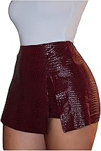 Floerns Women's Y2k Leather Skorts High Waisted Asymmetrical Hem Club Mini Skirt Shorts