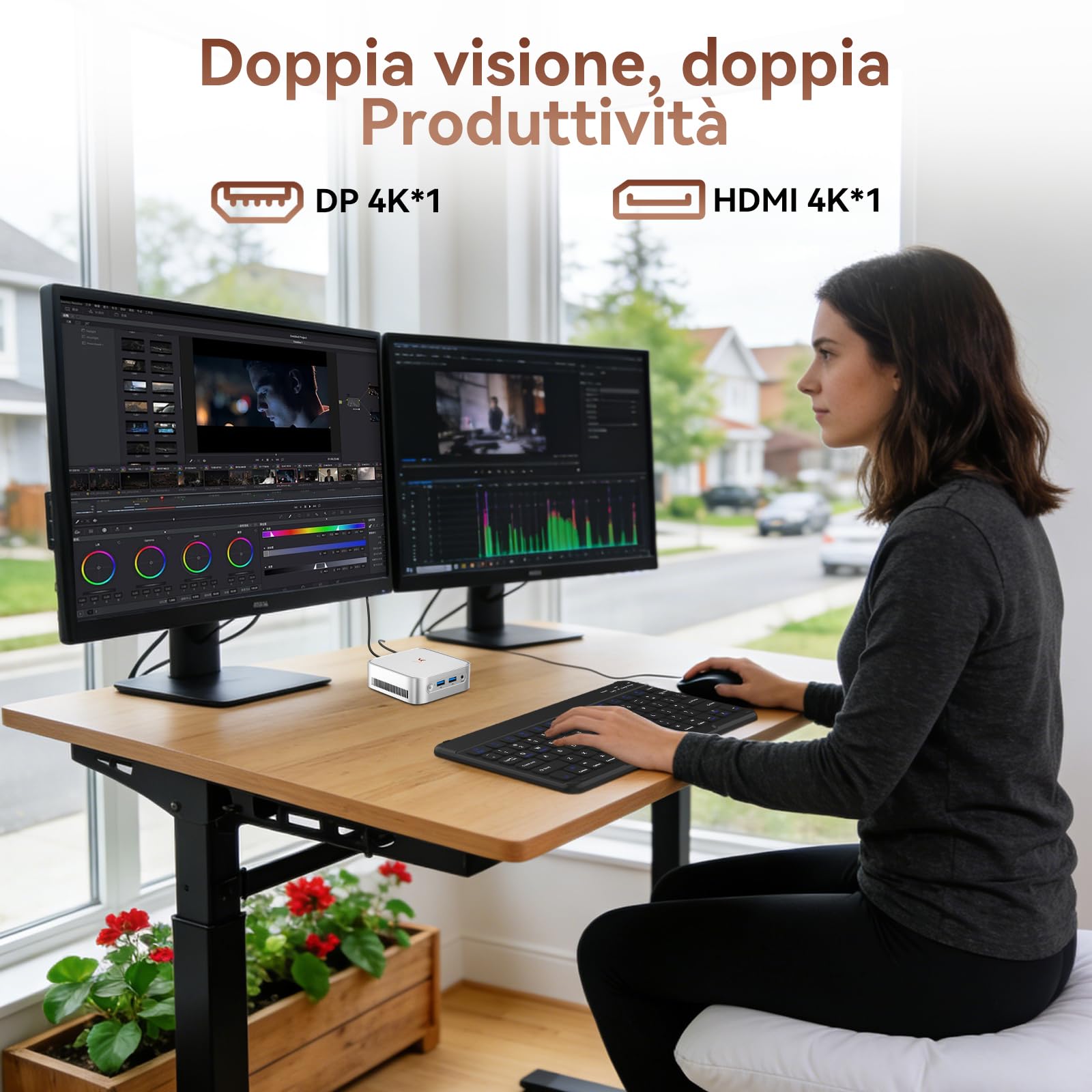 Huidun H80 Mini PC Win 11 Pro, AMD Ryzen 5 16GB RAM 512GB SSD, Micro Desktop Computer, Grafica Radeon Vega 8, 4K@60Hz UHD, Silenzioso per Ufficio, Studio e Automazione 24/7, Garanzia 3 Anni