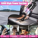 Voiture sans fil à vide rechargeable, 8000PA Nettoyant à vide portatif haute puissance avec 17PCS Kit de nettoyage de voiture, Pink Auto Accessoires pour femme cadeau