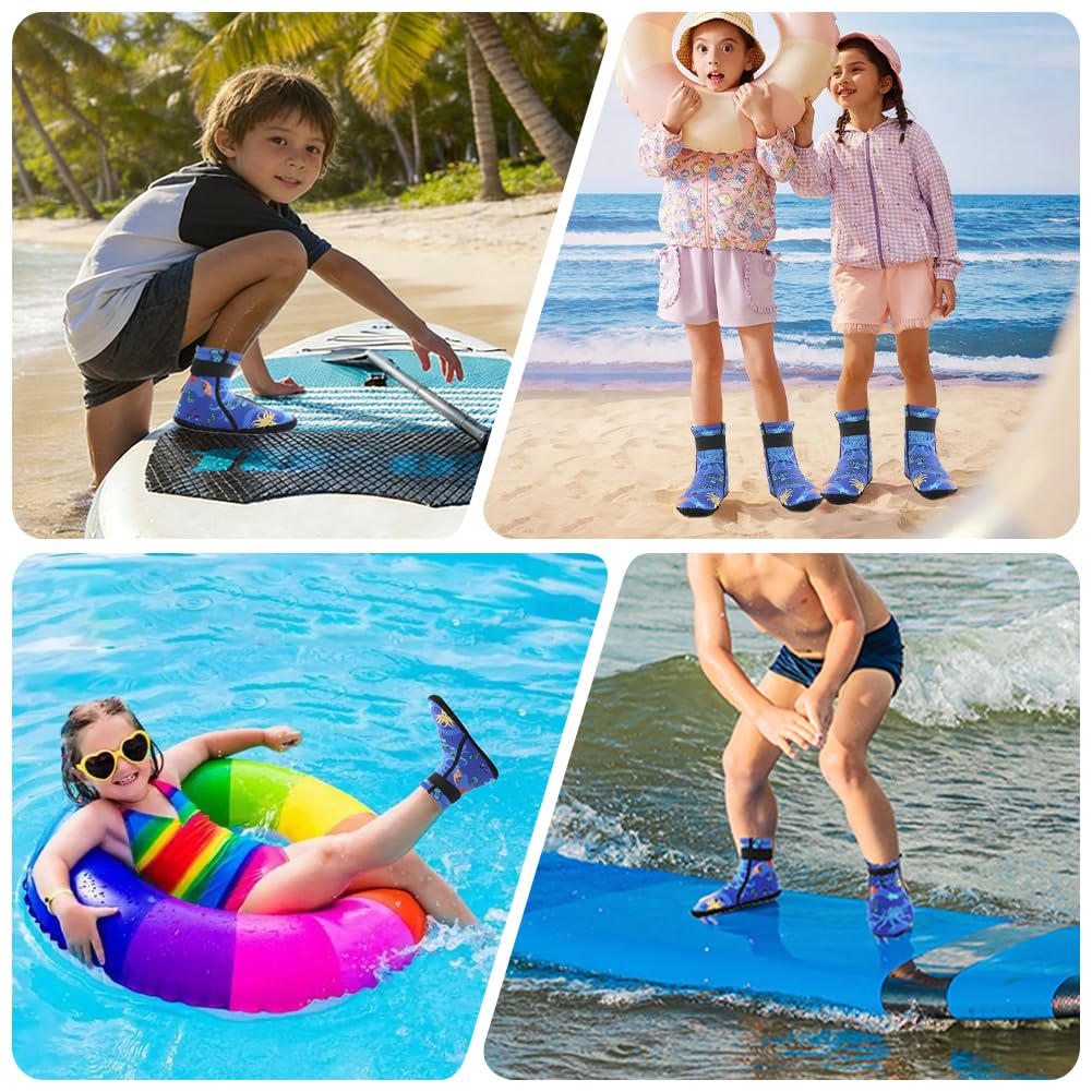 Calcetines de Neopreno, 3 mm Calcetines Piscina Antideslizante Térmico para Niño y Niña, Calcetín de Buceo Escarpines Voley Playa para Surf, Natación, Playa, Navegación, 31-33