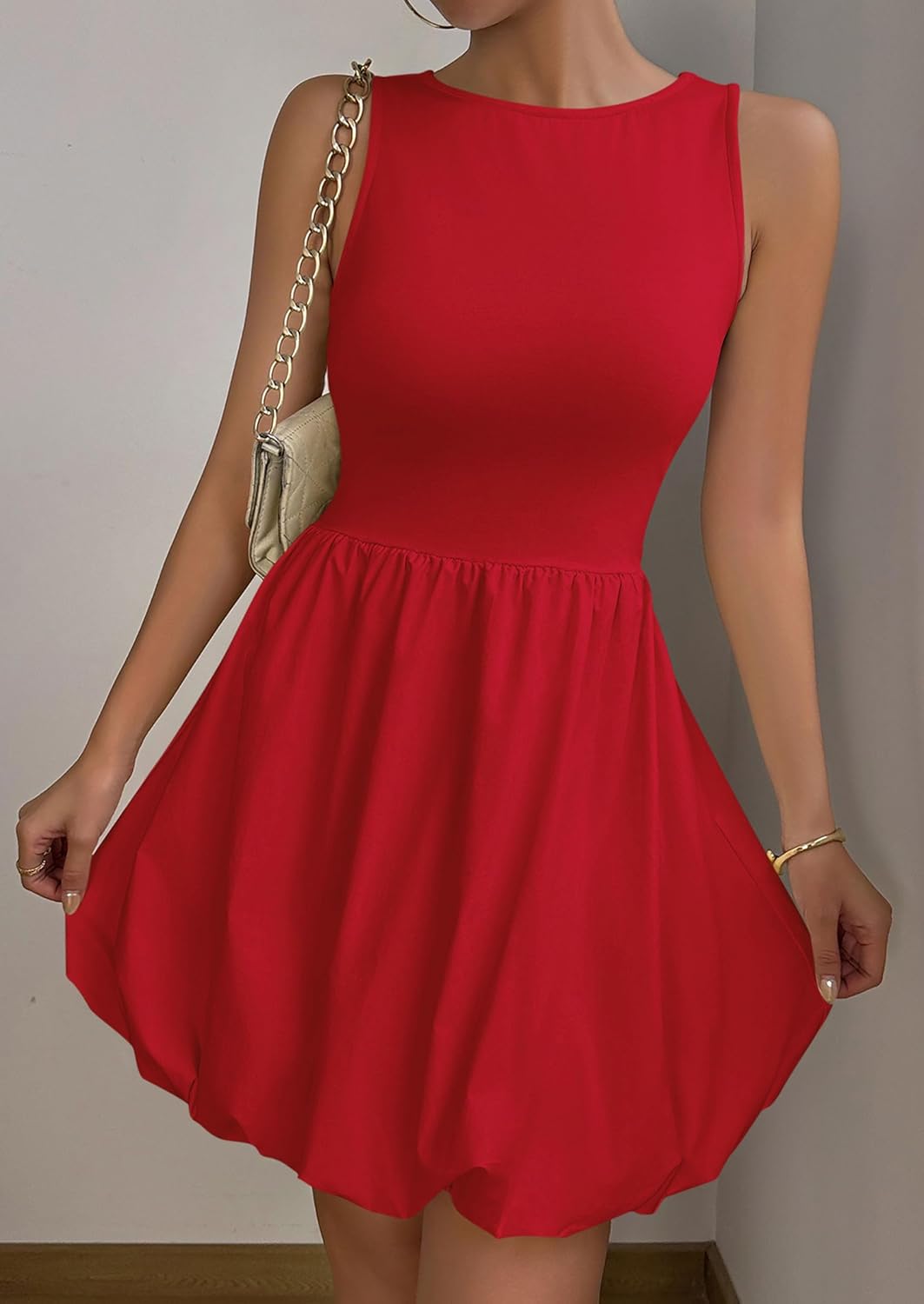 PRETTYGARDEN Summer Dresses for Women 2026 Casual Sleeveless Tank Mini Short Dress Crew Neck Bubble Sundress with Pockets - Image 7