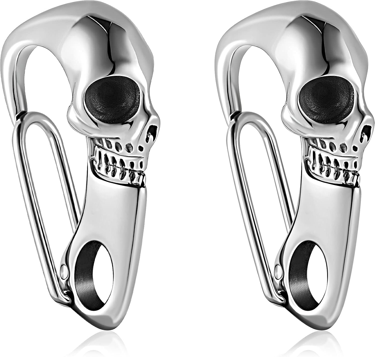 Hicarer 2 Pieces Skull Keychain Skull Wallet Chain Skeleton Clasp Key Buckle for Men Heavy Metal Gothic Key Ring