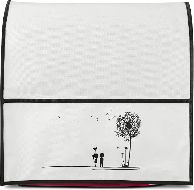 kwmobile Cover Compatible with KitchenAid 4,3-4,8 litre - Cover with Design - Dandelion Love Black/White