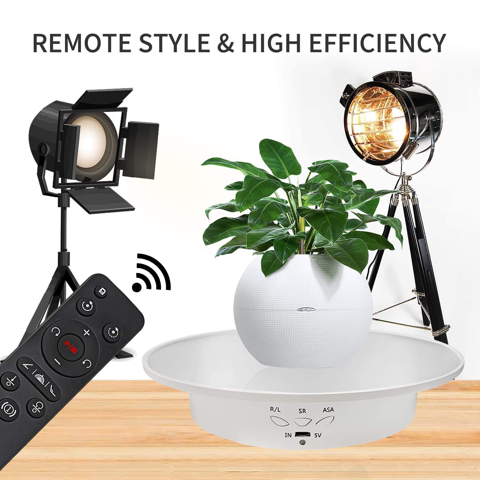 Espositore rotante motorizzato, espositore girevole a 360 gradi rivestito con specchio, per prodotti fotografici e spettacoli, carico massimo 8,2 kg/20 cm, alimentazione batteria/USB