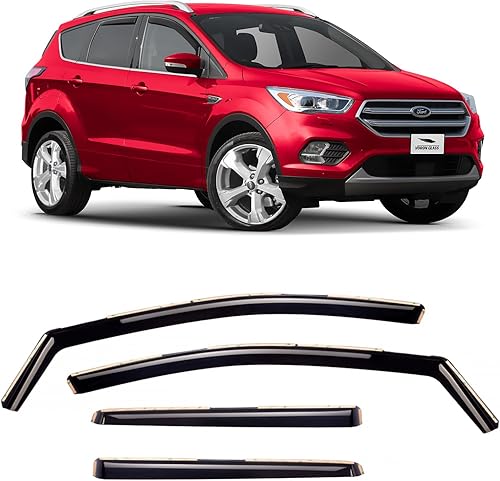 Voron Glass Protectores de lluvia extra duraderos en canal para Ford Escape 2013-2019, viseras de ventana de ventilación, deflectores de ventana, 4