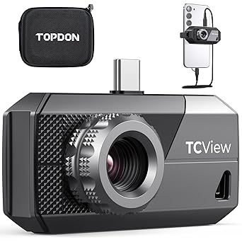 TOPDON TS001 Thermal Camera for Android, 9mm Adjustable Lens, Observation Range 0.1 to 500M, 256x192 IR High Resolution, 25Hz, Manual Focusing Thermal Imaging Camera for PCB boards, Outdoor