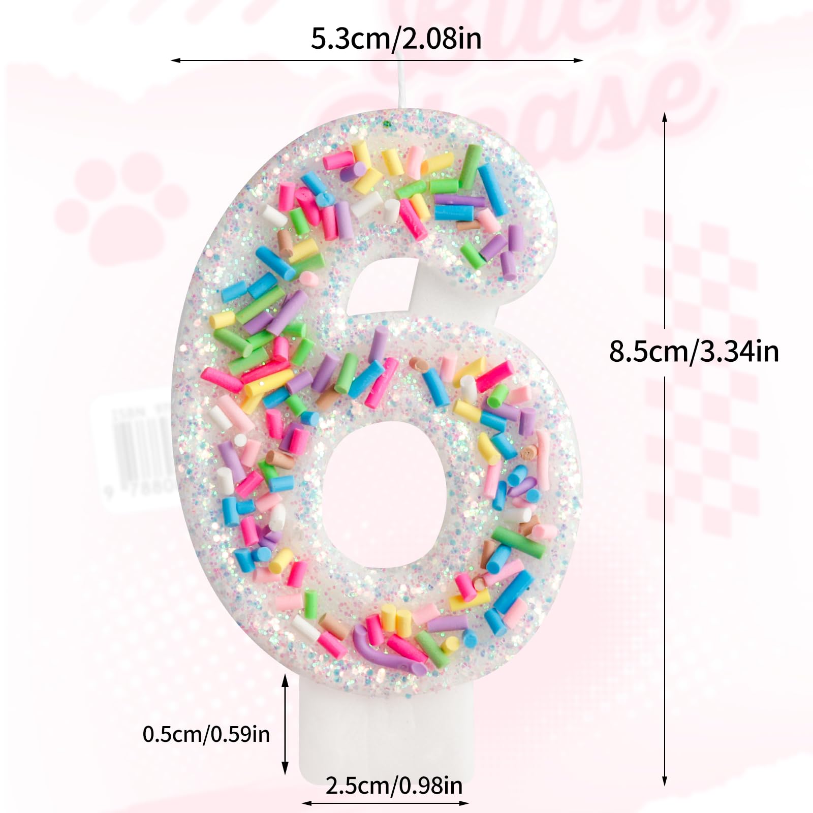 Girls Colorful Candy Birthday Candle,8th Birthday Candle for Party Supplies,Candles for Cake Decoration,2.76 inch Number 8 Girl Boy Cake Topper Wedding Anniversary Pastel Sweet Theme Party Decoration