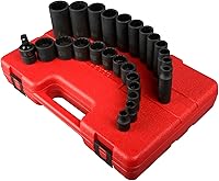 Vista 1 de SUNEX TOOLS 3326 Juego de llaves de impacto SAE de 12 puntos con accionamiento de 3/8 pulgadas, 25 piezas