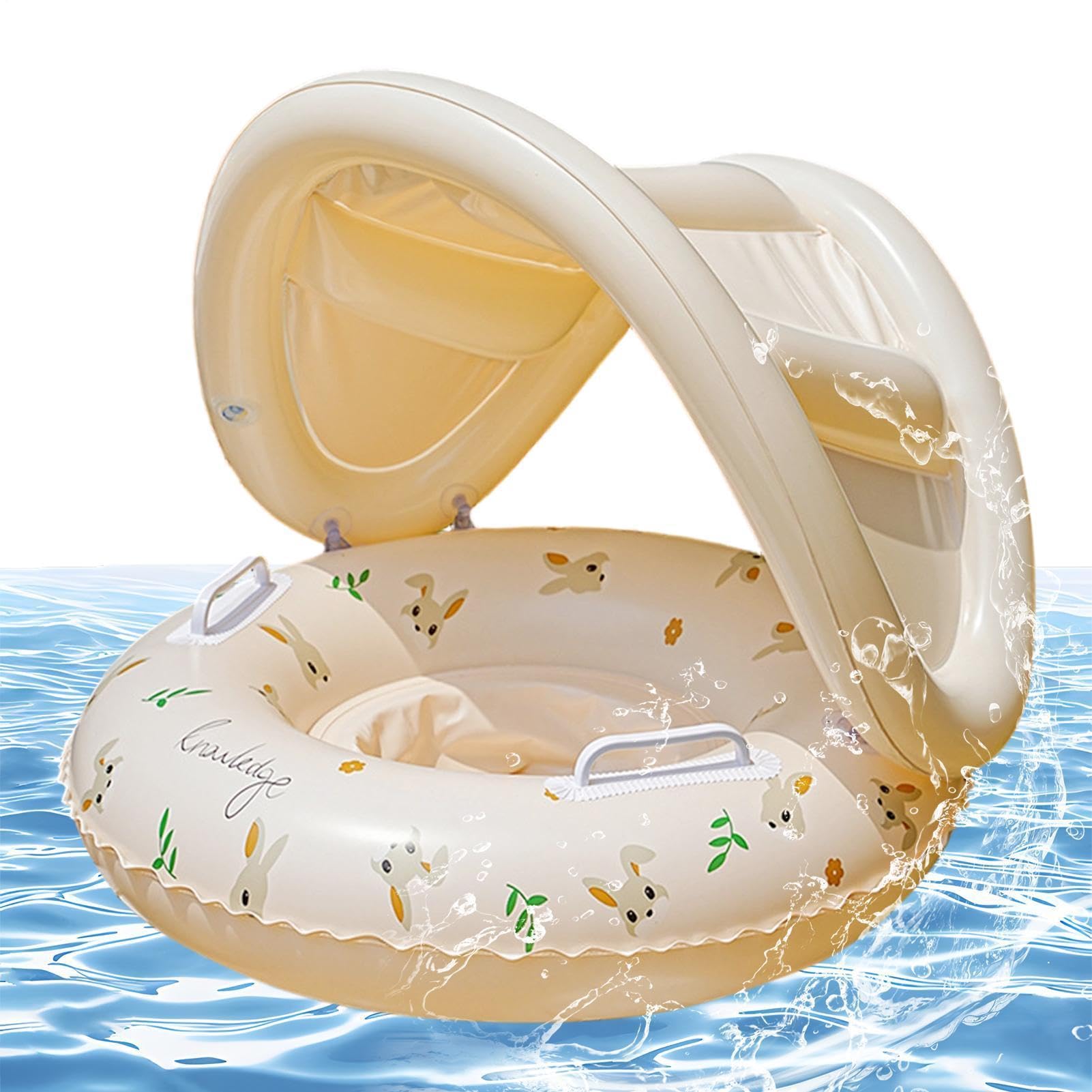 Flotador De Piscina para Bebés con Dosel, Flotador De Natación para Bebés con Sombrilla Extraíble UPF 50+, Anillos De Natación con Asiento Inflable para Bebé De 0 A 36 Meses