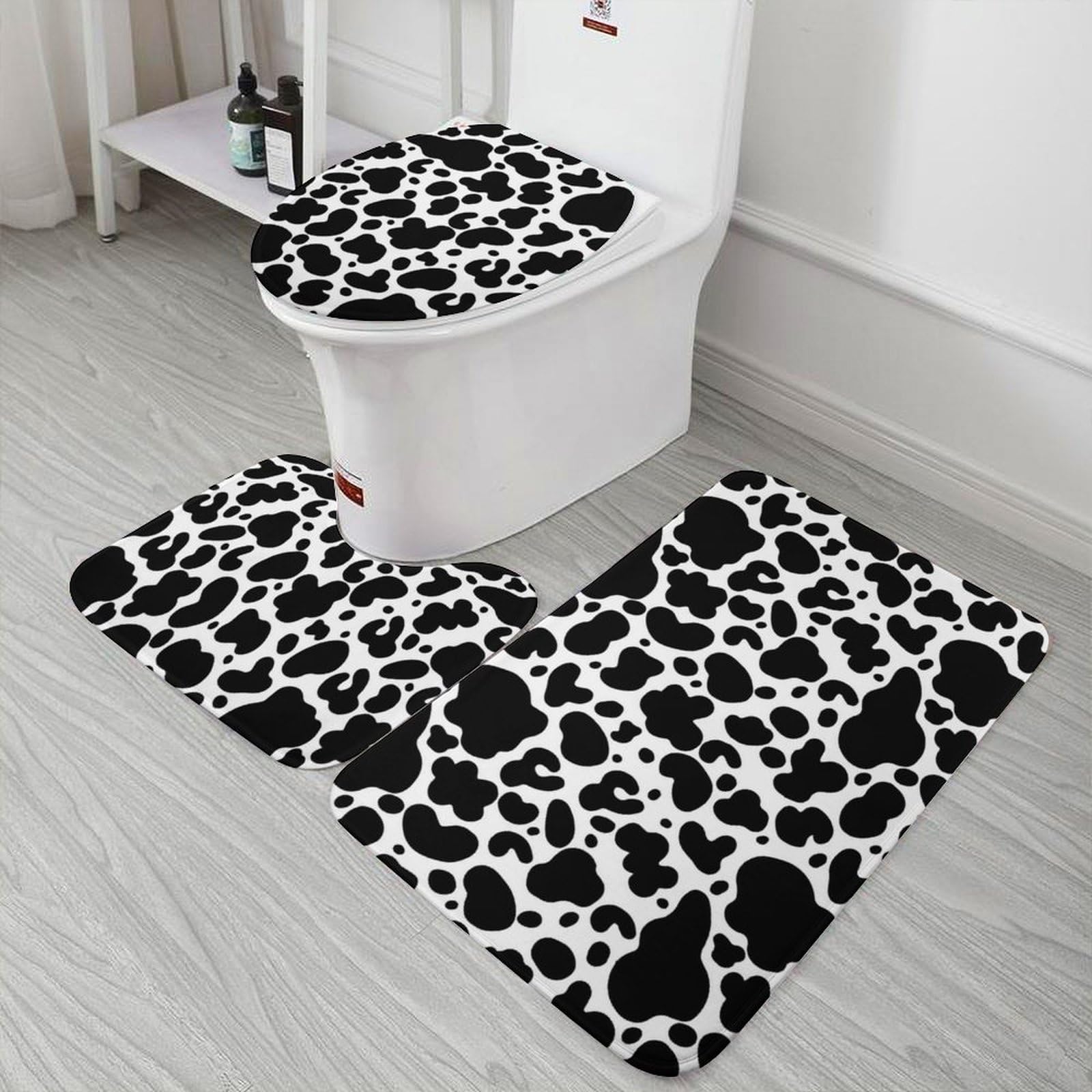 Amazon｜トイレマット 牛柄 牛スポット 3点セットトイレ3点セット