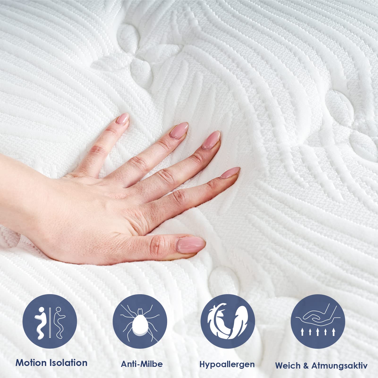Suilong Luxus-Premium-Matratze 180x200x30cm Härte H3 H4, Produziert nach Deutschem Qualitätsstandard,1.000er Tonnentaschenfederkernmatratze Rücken und Taillenschmerzen Lindern - 7-Zonen