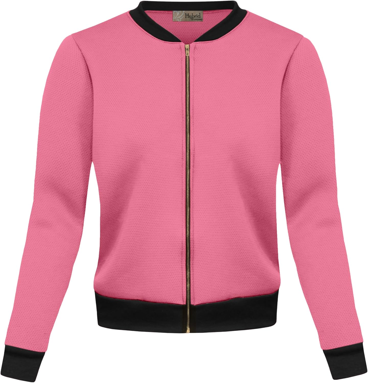 Hybrid & Company Women's Fashion Color Casual Office Comfy Zip Up Bomber Jacket Made in USA