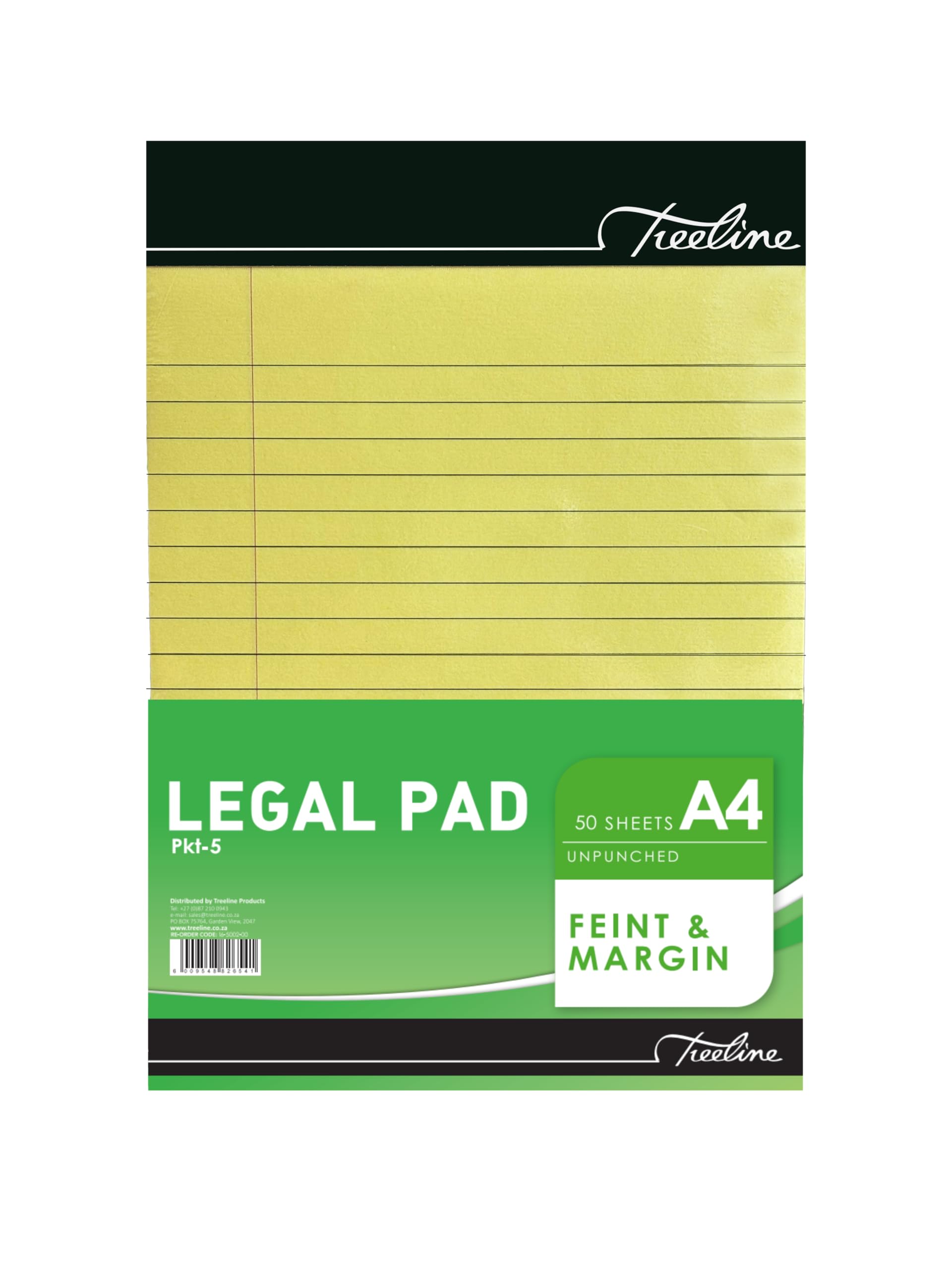 Treeline Legal Pad Feint & Margin, Unpunched Pages, 50 Sheet, Pack