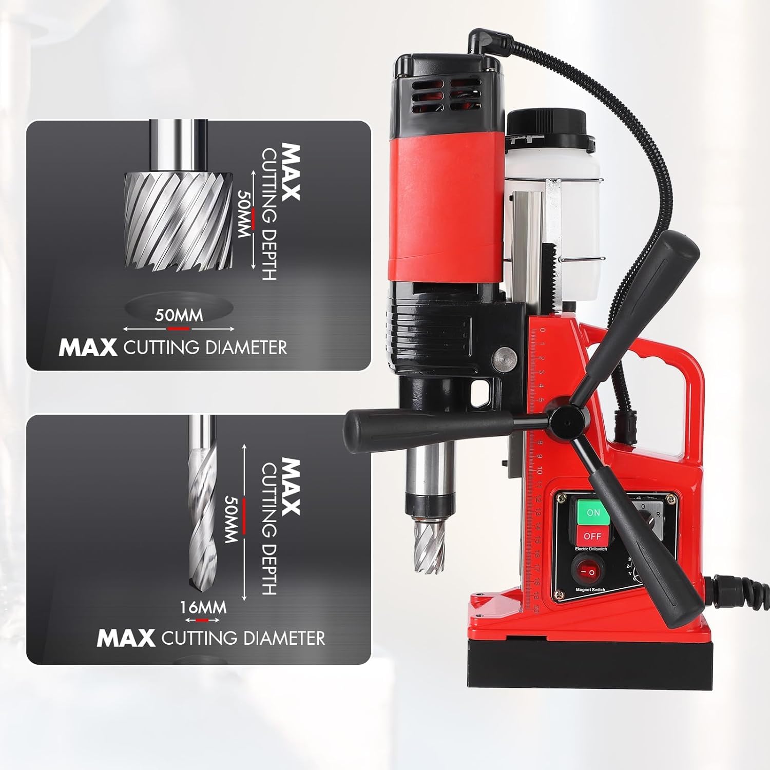 Taladro magnético portátil, 1300 W, 810 RPM, taladro de 1.6 pulgadas, doble pista para mejoras industriales y del hogar