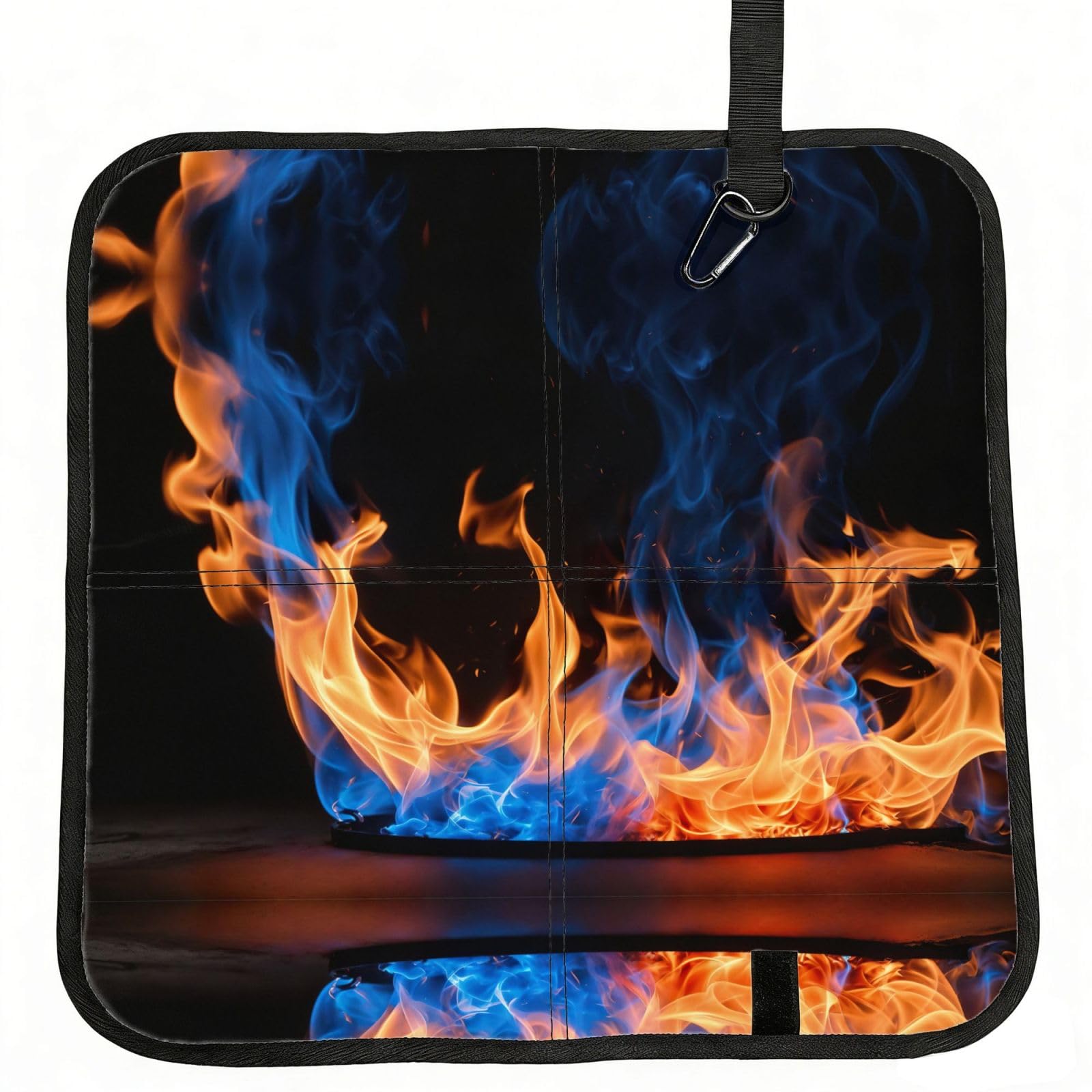 UVBDF Blue Flame Print Outdoor Sitting Cushion Folding Seat Pad Compact Portable Picnic Bench Cushion Mat