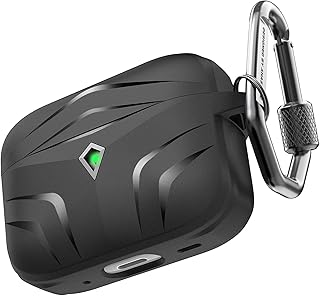 AhaStyle Rugged AirPods Pro 2 Case Cover (USB-C/Lightning Cable) Shockproof Hard-shell Protective Case Cover Compatible with AirPods Pro 2nd Gen 2023/2022 Charging Case (Black)