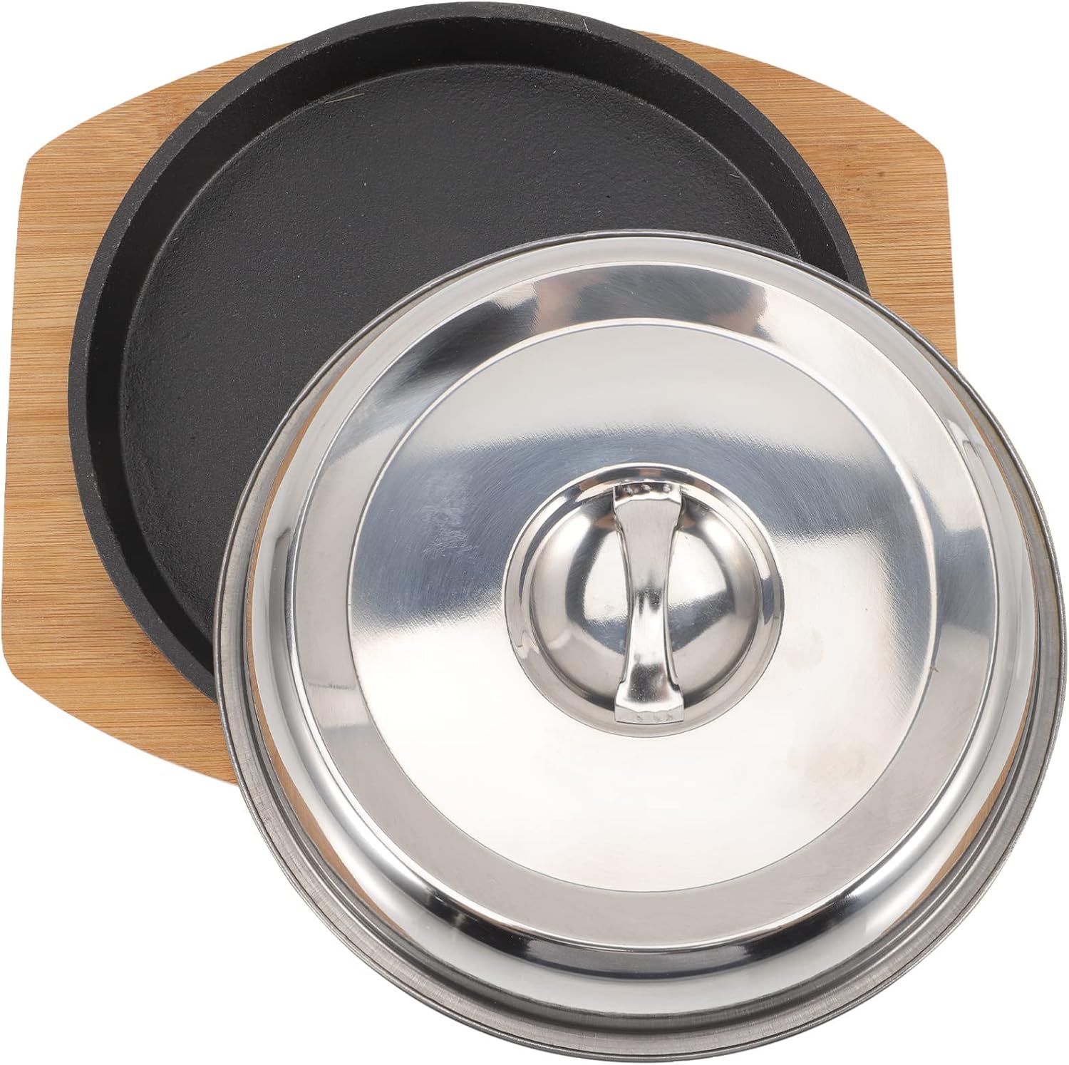 UPKOCH Non-stick Teppanyaki Grill Pan Frying Pan Lid Spring Form Roasting Cooking Steak Serving Tray