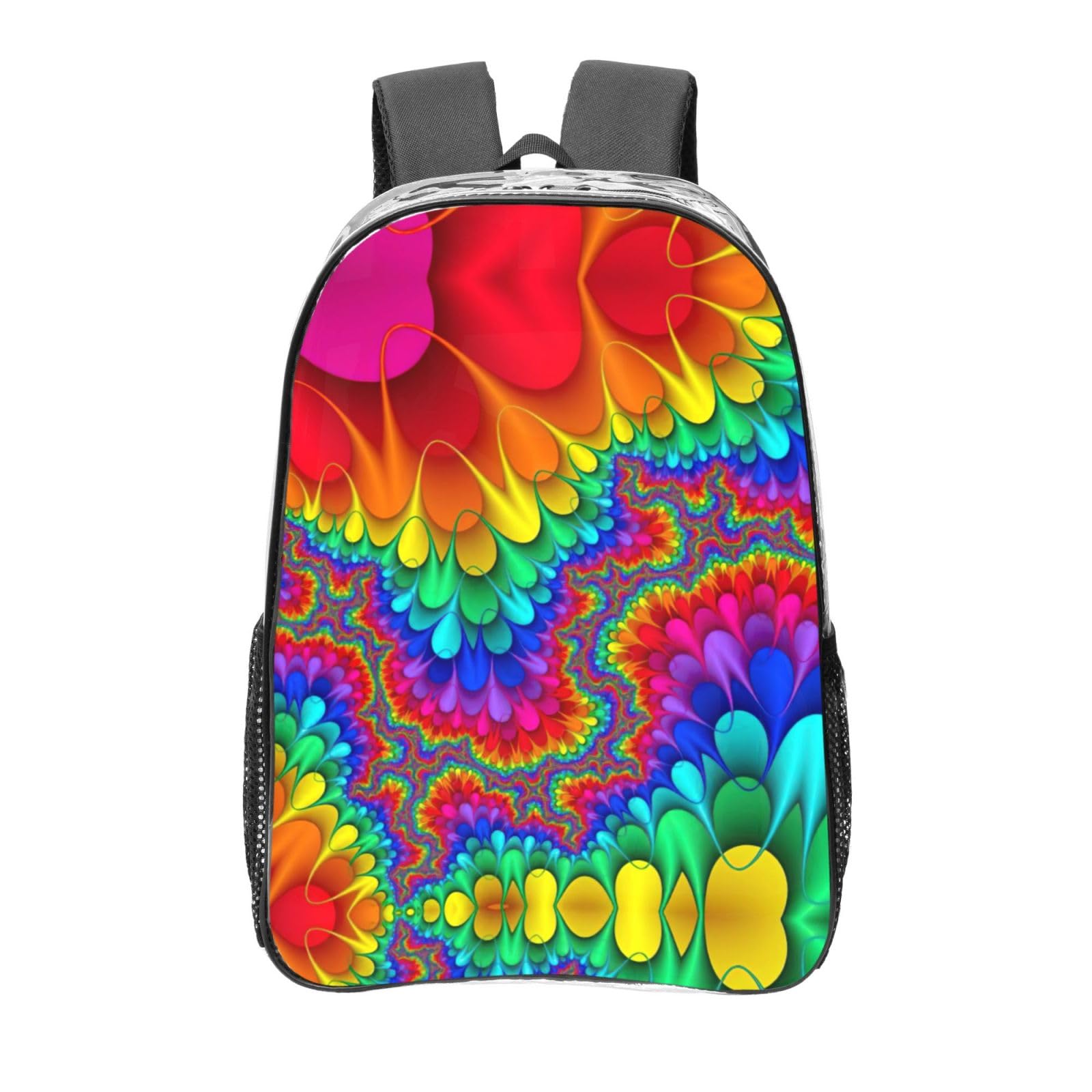 Mochila transparente de concierto para mujer y hombre con estampado tie-dye rojo 8