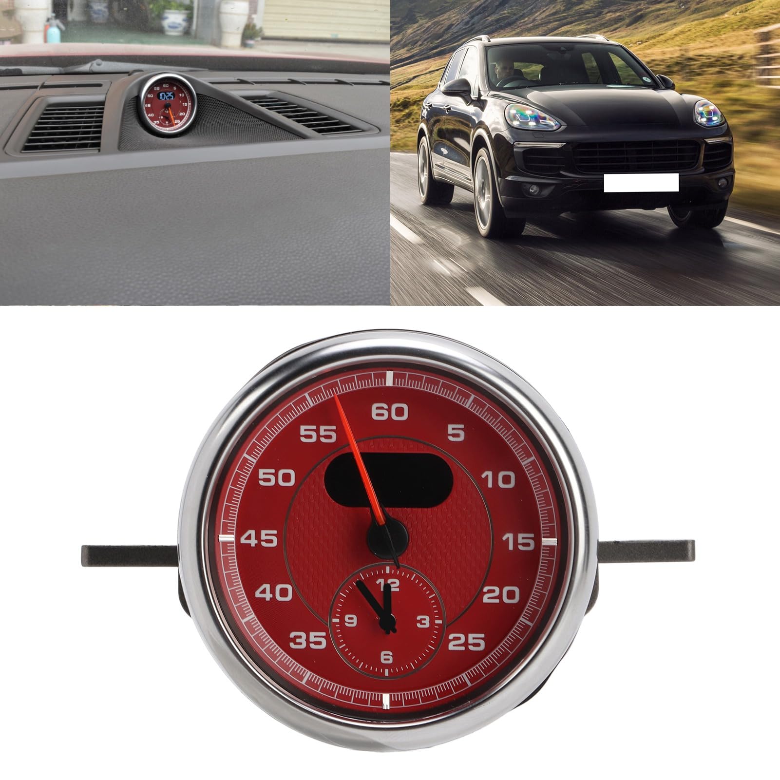 SIXRUN Orologio da Cruscotto in ABS, Cronometro con Timer Sul Centrale con Cablaggio, Visualizzazione del Tempo di Precisione, Installazione Semplice, Sostituzione per Driver 718 911 e Utilizzo