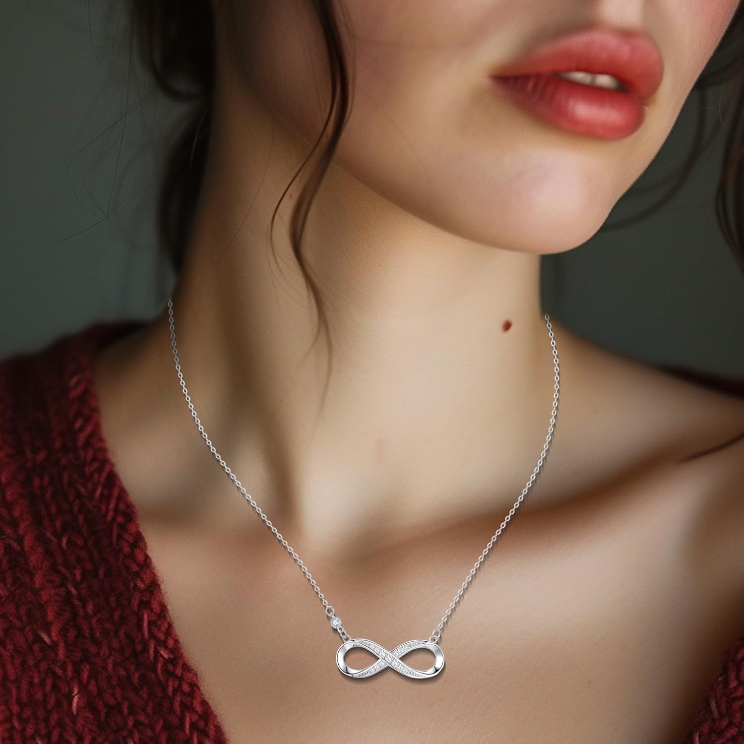 925 Sterling Silver Infinity Love Heart Sunflower Necklace for Women Hypoallergenic Sterling Silver Pendant Jewelry - Image 5