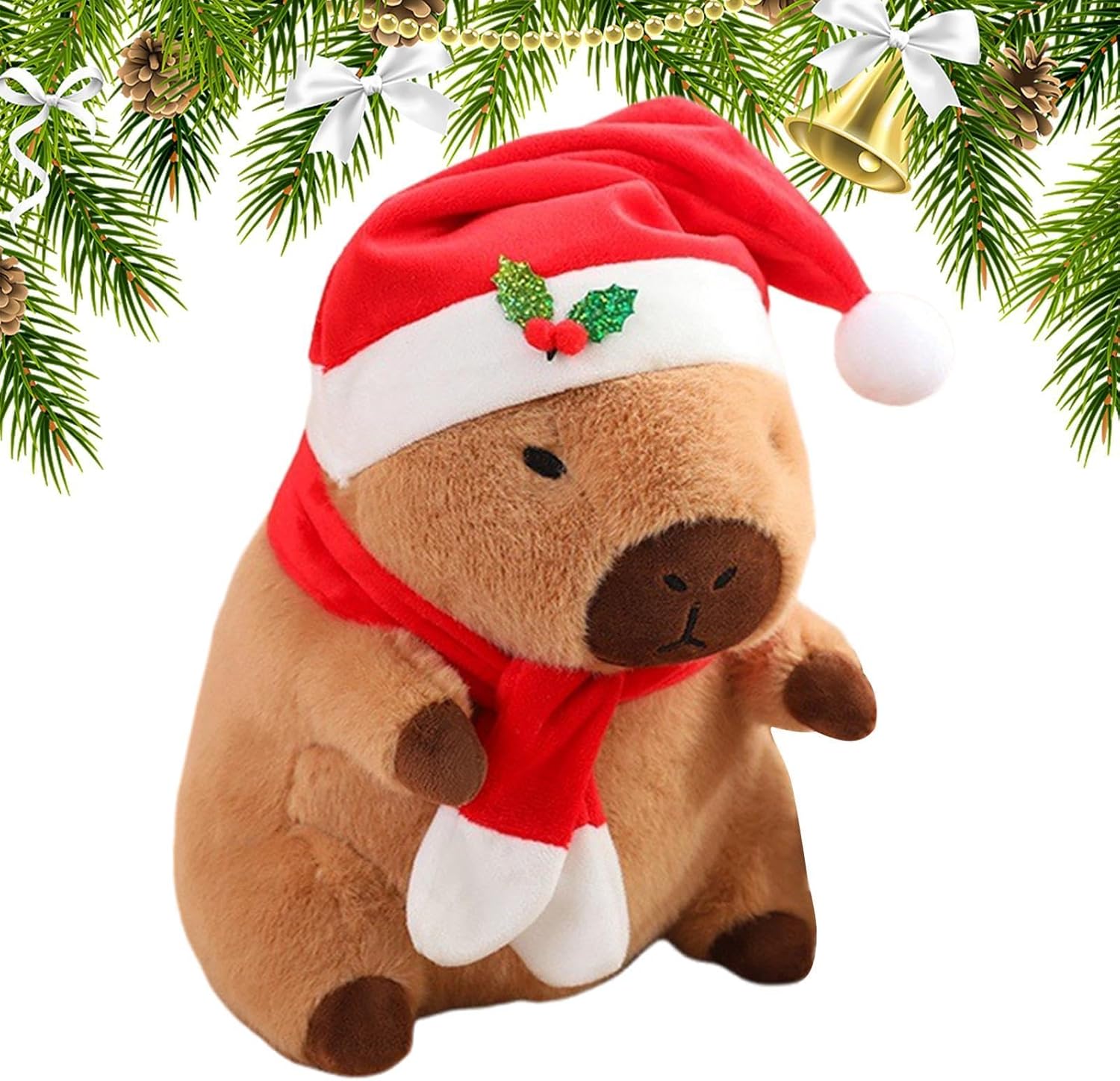 Stuffed Capybara Cute Santa Hat Animal Plush Pillow Cushion