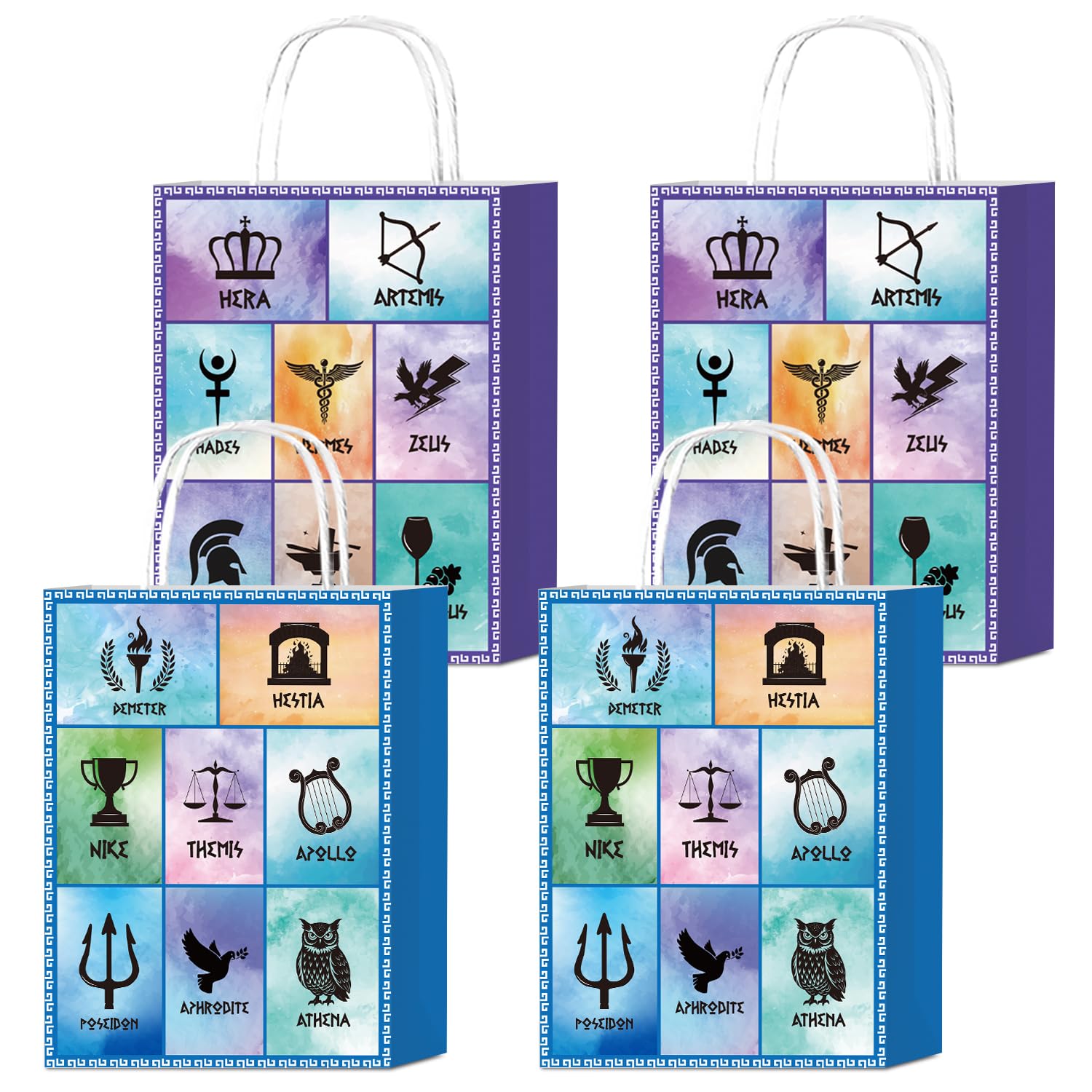 Falueqg Greek Mythology Paper Gift Bags - 16 Pcs Greek Olympian Gods Gift Paper Bags Mythology Themed Party Supplies Fit for Ancient Greece Mythical Birthday Parties God Celebrations